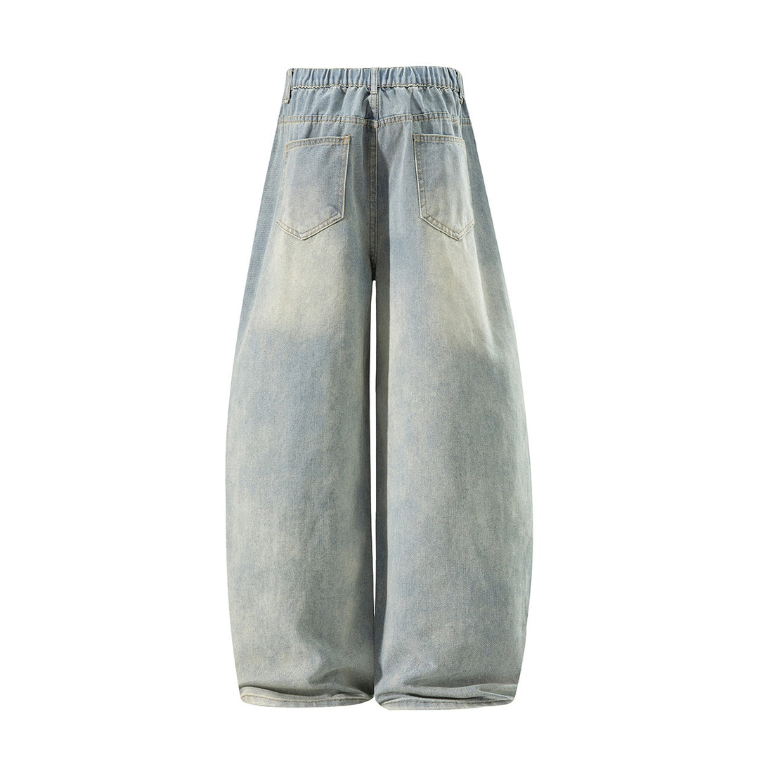 Damen Weite High‑Waist Baggy‑Jeans mit Ballon‑Silhouette und Used‑Waschung Nord Taschen