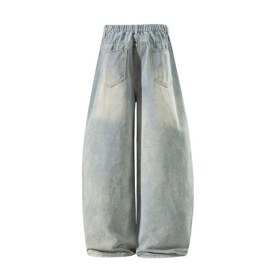 Damen Weite High‑Waist Baggy‑Jeans mit Ballon‑Silhouette und Used‑Waschung Nord Taschen
