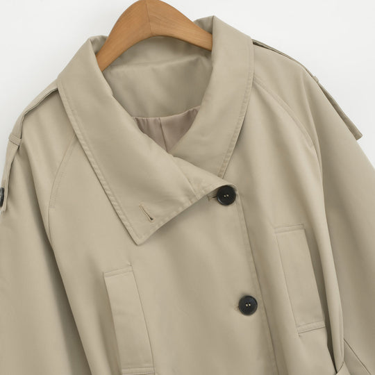 Damen Kurztrench mit Bindegürtel und weitem Arm Nord Taschen