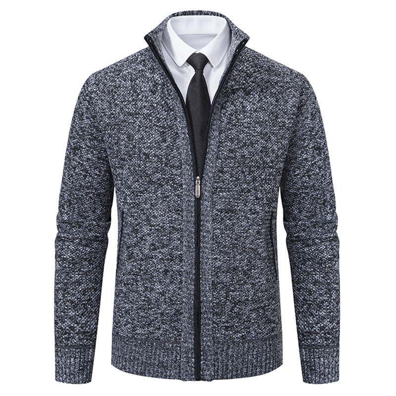 Herren gehobene Strickjacke mit Stehkragen und durchgehendem Reißverschluss, thermisch isolierend und tailliert geschnitten Nord Taschen