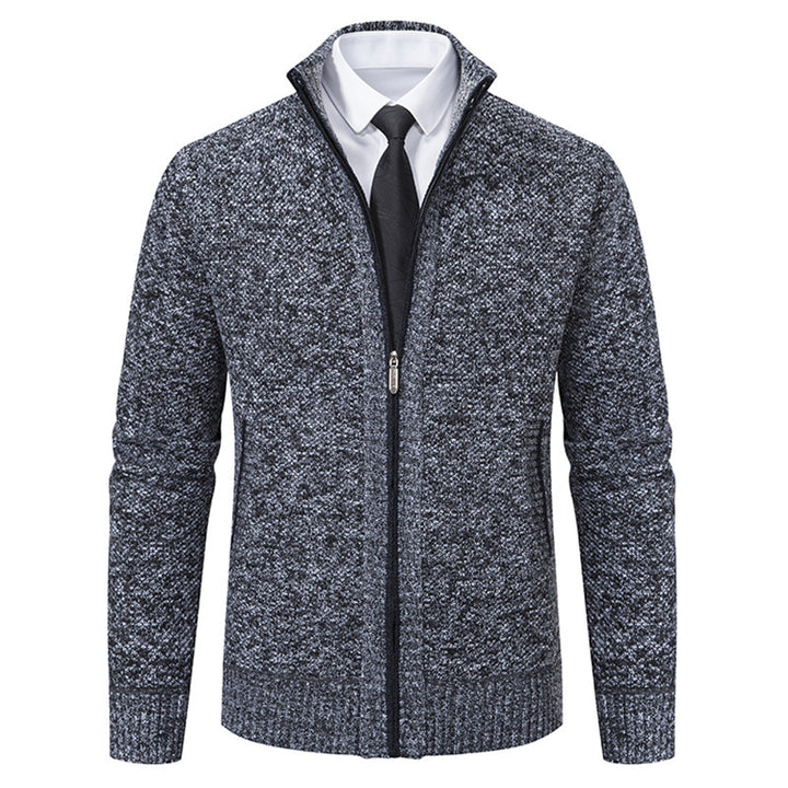 Herren gehobene Strickjacke mit Stehkragen und durchgehendem Reißverschluss, thermisch isolierend und tailliert geschnitten Nord Taschen