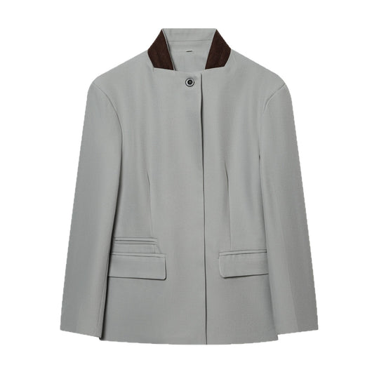 Damen Kurzblazer im minimalistischen Clean‑Look mit Stehkragen und verdeckter Knopfleiste Nord Taschen