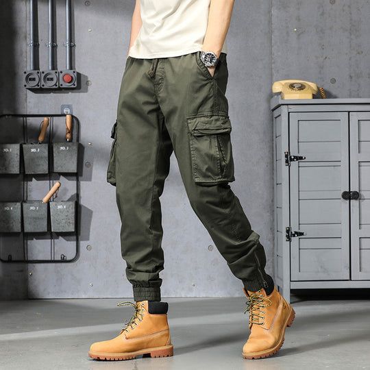 Herren Cargo-Jogginghose im Utility‑Stil mit Tunnelzugbund, Mehrfachtaschen und Reißverschluss‑Knöchel Nord Taschen