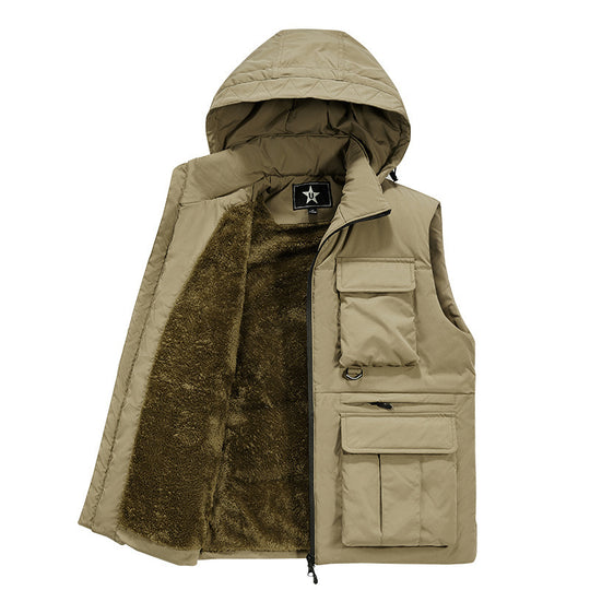 Herren Funktionelle Outdoor-Weste mit Kapuze Nord Taschen