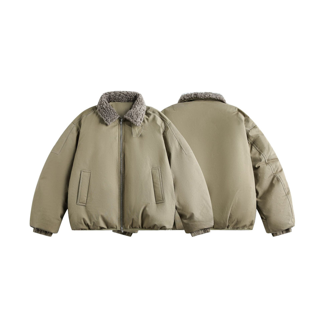 Herren Warm gefütterte Field‑Bomberjacke mit Lammfell‑Imitatkragen Nord Taschen