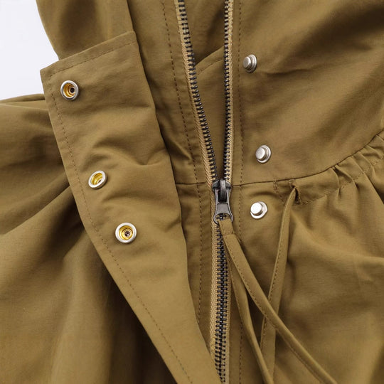 Damen Weitgeschnittene Übergangsjacke mit Tunnelzugkragen und ballonförmigem Saum Nord Taschen