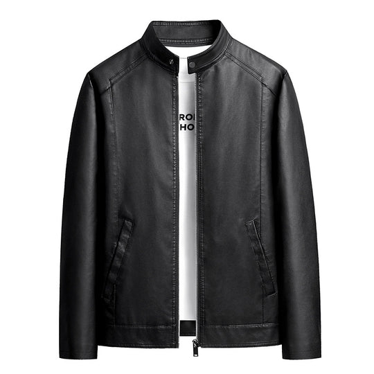 Herren Schlichte Kunstleder-Cityjacke mit Stehkragen, Zweiwege-Reißverschluss & Eingrifftaschen Nord Taschen