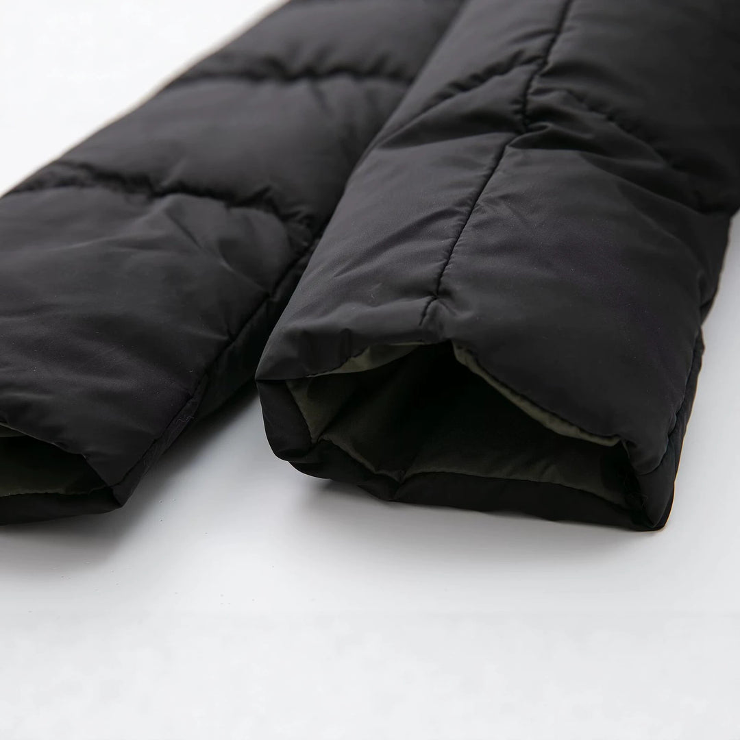 Damen langer gesteppter Winterparka mit Kapuze Nord Taschen