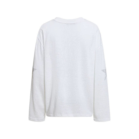 Damen Oversize-Longsleeve aus Baumwolljersey mit Glitter-Sternenprint und Rundhalsausschnitt Nord Taschen