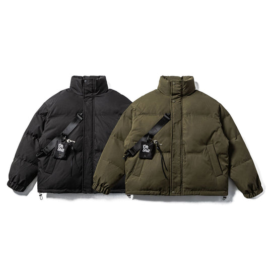 Unisex Boxy-wattierte Pufferjacke mit hohem Stehkragen, verstellbarem Saum und Utility-Gurt Nord Taschen