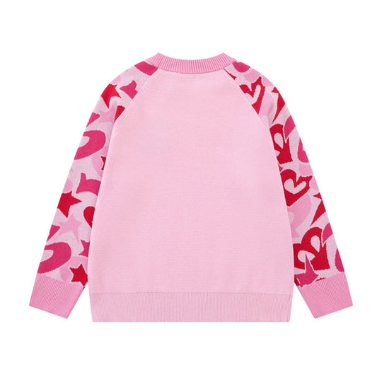 Damen Strickpullover mit Raglanärmeln, Statement-Jacquardärmeln und geripptem Saum Nord Taschen