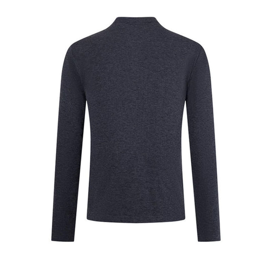 Herren Feinstrick-Langarmshirt mit Stehkragen und Knopfleiste Nord Taschen