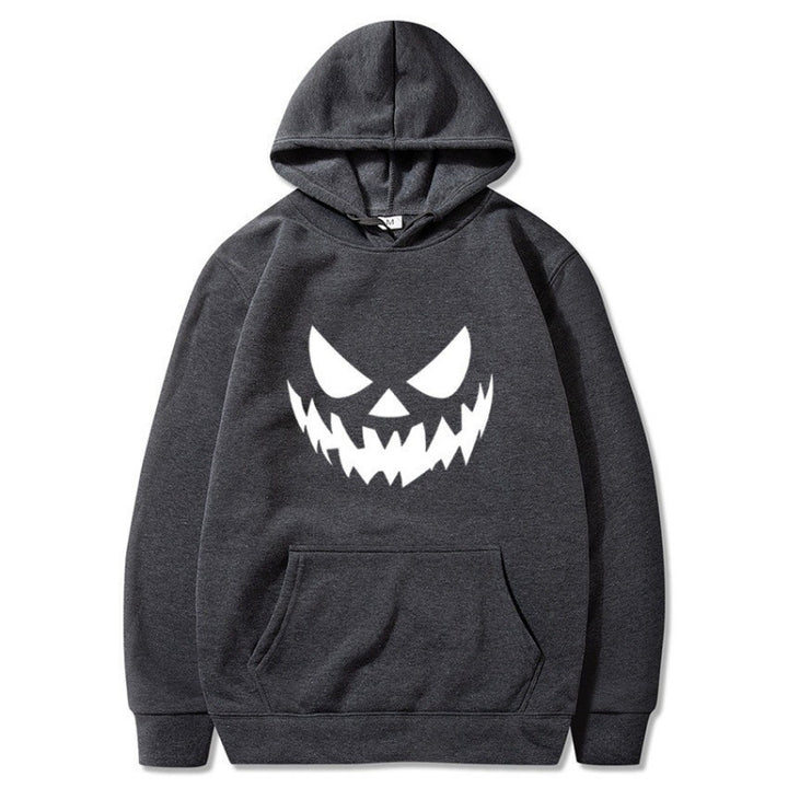 Unisex Kapuzenpullover mit gruseligem Kürbisgesicht-Print und Oversize Kängurutasche Nord Taschen