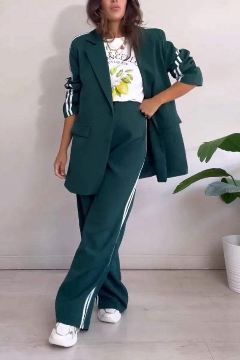 Damen elegantes Blazer-Set mit sportlichen Akzenten und weitem Schnitt Nord Taschen