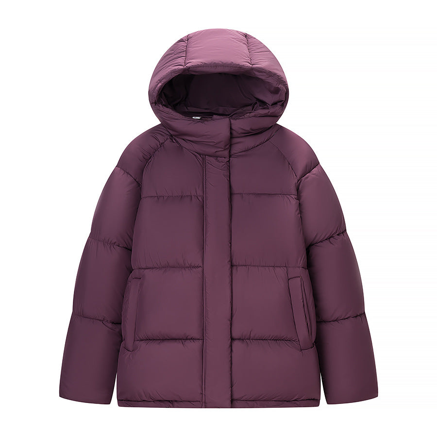 Damen Kurze wattierte Oversize‑Steppjacke mit hohem Stehkragen und Kapuze Nord Taschen