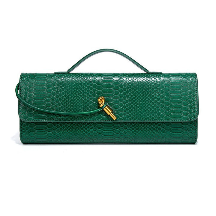 Damen Clutch mit schimmerndem Schlangenhautmuster Nord Taschen