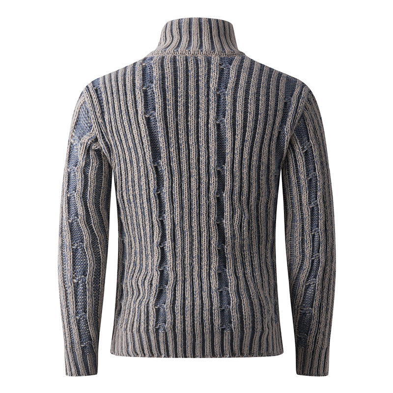 Herren Strickcardigan mit Zopfmuster, Stehkragen und durchgehendem Reißverschluss Nord Taschen