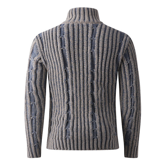 Herren Strickcardigan mit Zopfmuster, Stehkragen und durchgehendem Reißverschluss Nord Taschen