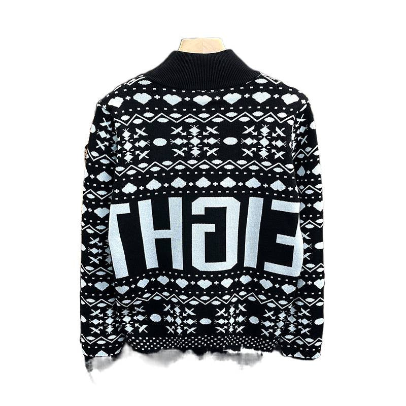 Herren Rollkragenpullover mit Norweger-Jacquard und großflächigem Logoprint Nord Taschen