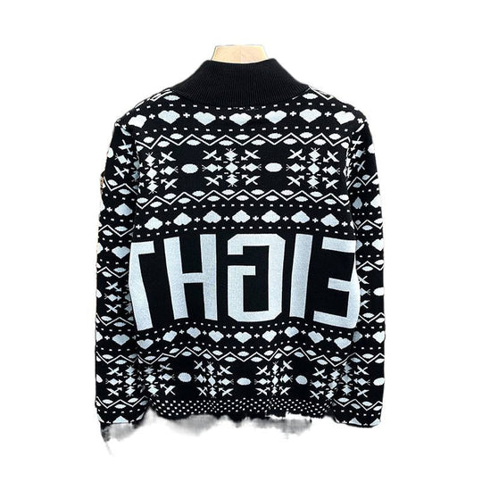 Herren Rollkragenpullover mit Norweger-Jacquard und großflächigem Logoprint Nord Taschen