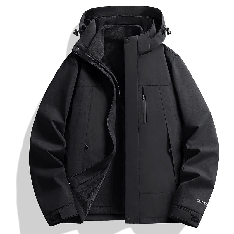 Herren Wasserdichte Softshell-Regenjacke mit Fleece-Innenfutter und verstellbarer Kapuze Nord Taschen