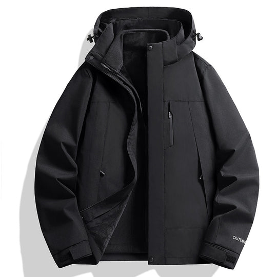 Herren Wasserdichte Softshell-Regenjacke mit Fleece-Innenfutter und verstellbarer Kapuze Nord Taschen