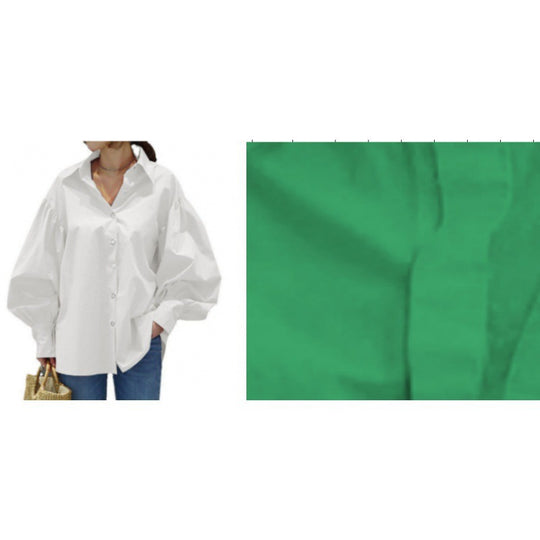 Damen Oversize-Bluse mit Ballonärmeln und Hemdkragen Nord Taschen