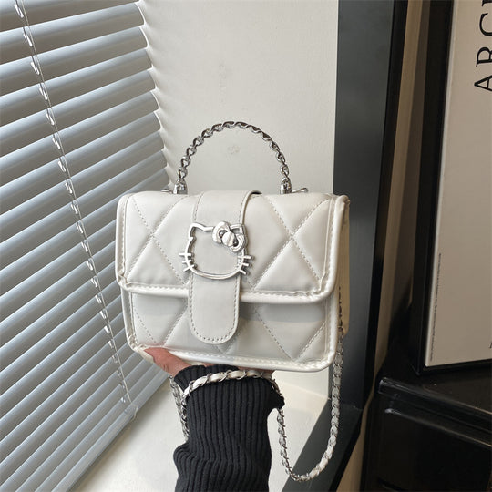 Damen Mini-Handtasche mit dekorativer Steppung und verspieltem Katzenmotiv Nord Taschen
