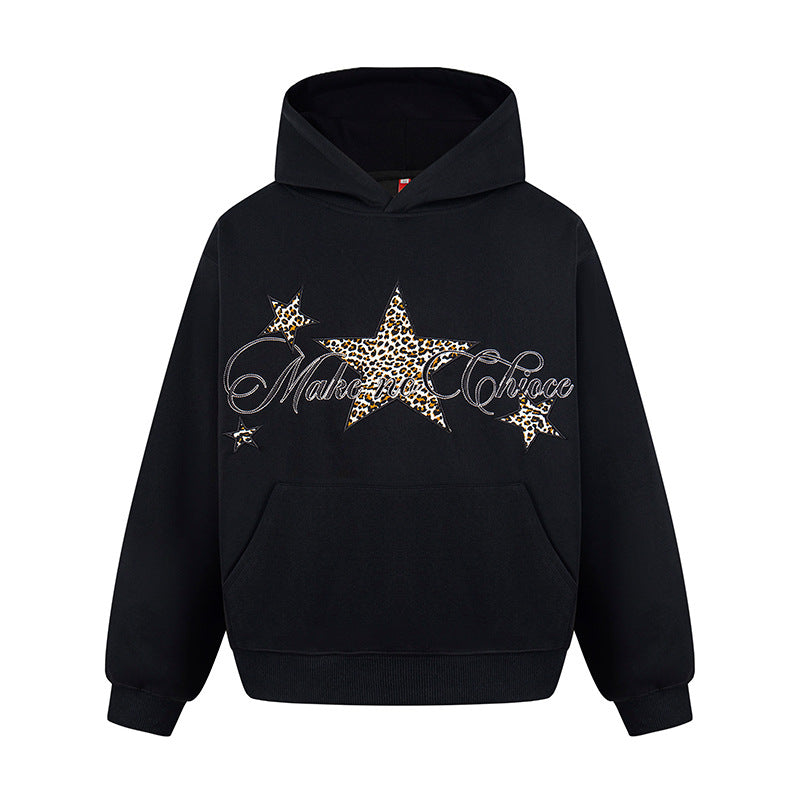 Damen Oversize Kapuzenpullover mit Kängurutasche und Leo‑Stern‑Print Nord Taschen