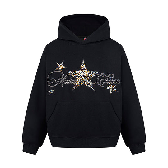 Damen Oversize Kapuzenpullover mit Kängurutasche und Leo‑Stern‑Print Nord Taschen