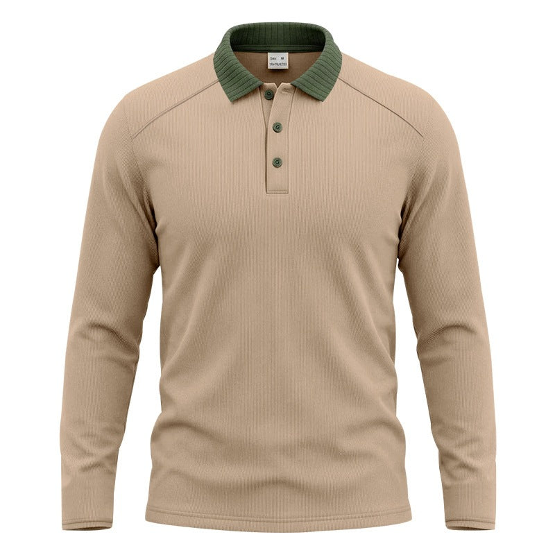 Herren Langarm-Polo aus feinem Rippstrick mit Kontrastkragen und Knopfleiste Nord Taschen