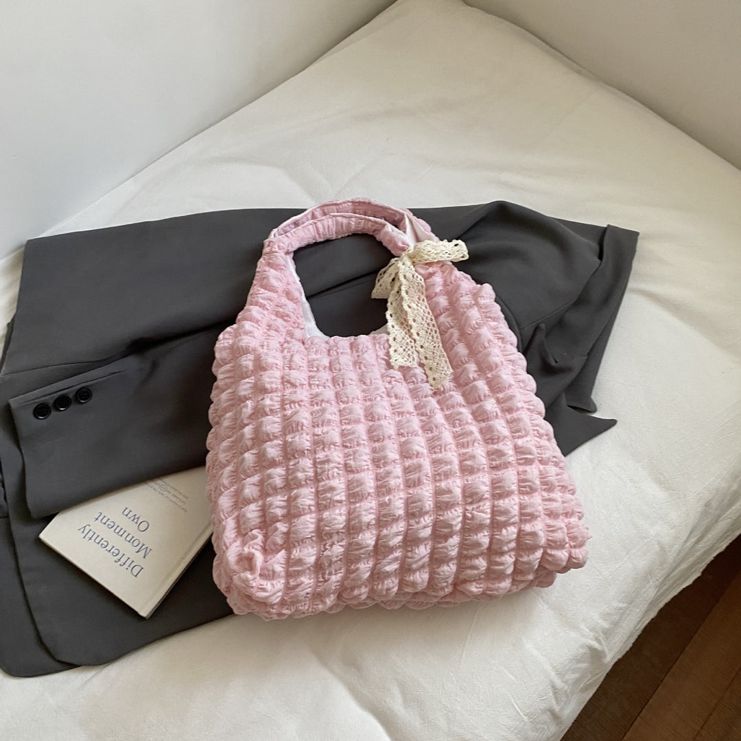Damen Einkaufstasche mit strukturiertem Design und dekorativem Schleifenakzent Nord Taschen