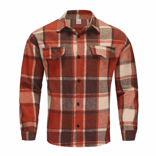 Herren Karierte Flanell-Hemdjacke mit Brusttaschen und Knopfleiste Nord Taschen