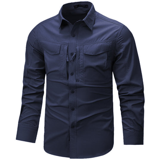 Herren Langarm Outdoor-Hemd mit Ripstop, Brustklappen und Reißverschlusstasche Nord Taschen