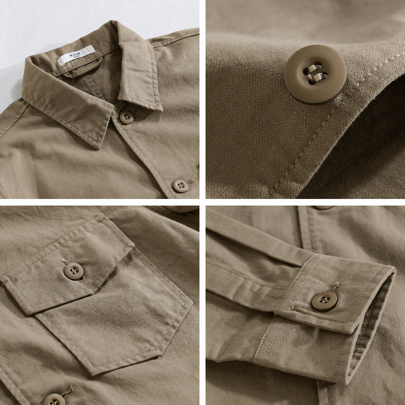 Herren Relaxed-Fit Baumwoll-Overshirt mit Brustpatte und Hemdkragen Nord Taschen