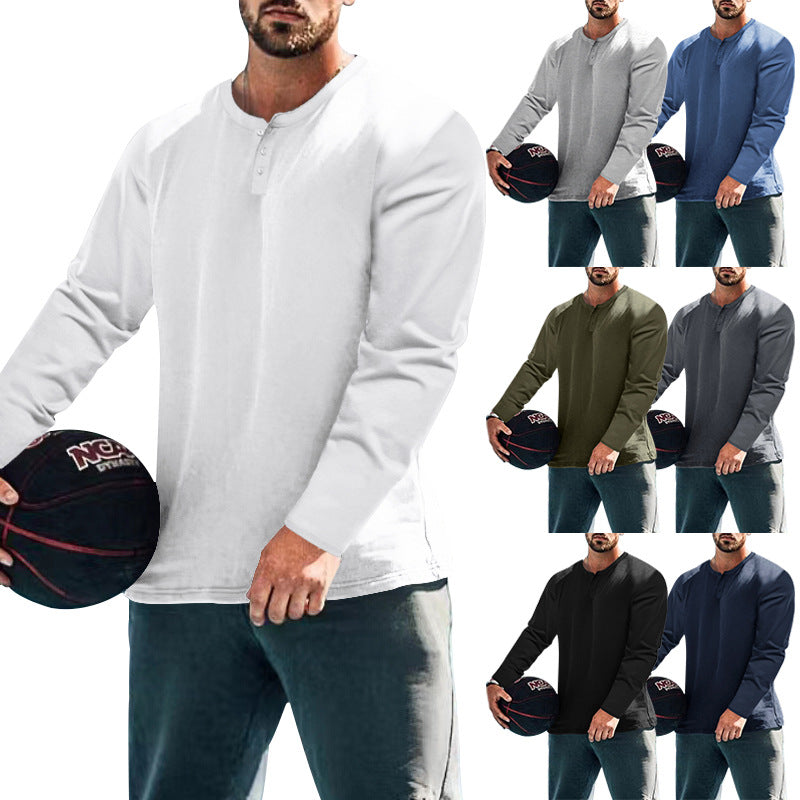 Herren langärmliges Henley-Shirt mit strukturiertem Stoff und praktischen Knopfdetails