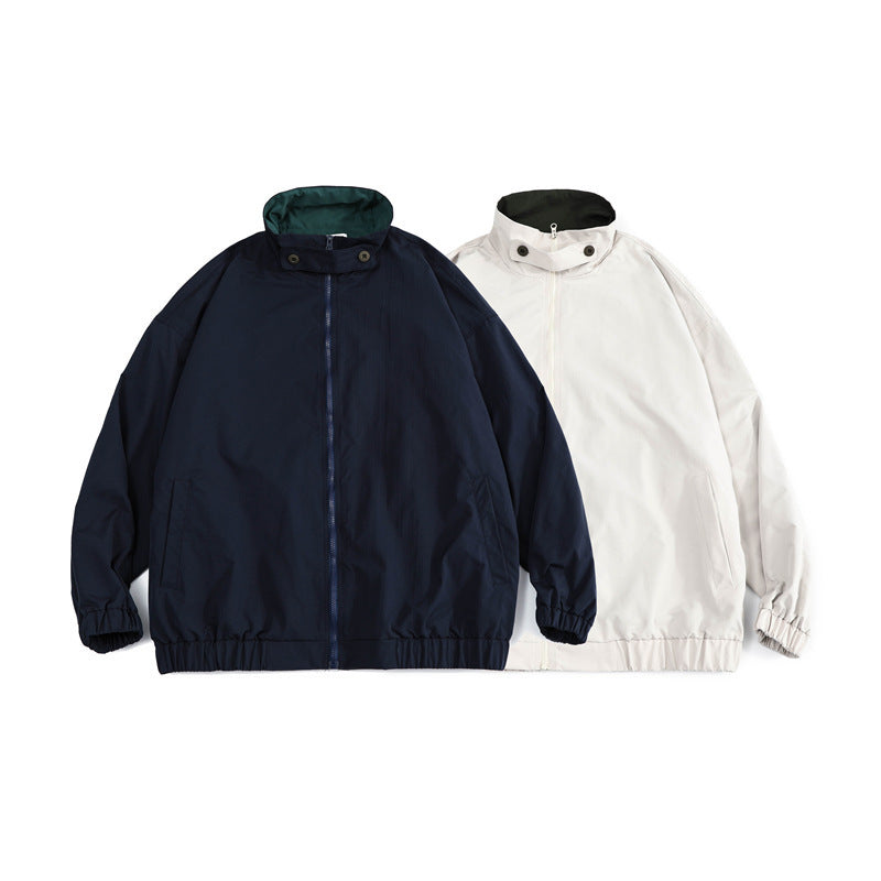 Herren Weit geschnittene leichte Windjacke mit hohem Stehkragen und elastischem Saum Nord Taschen