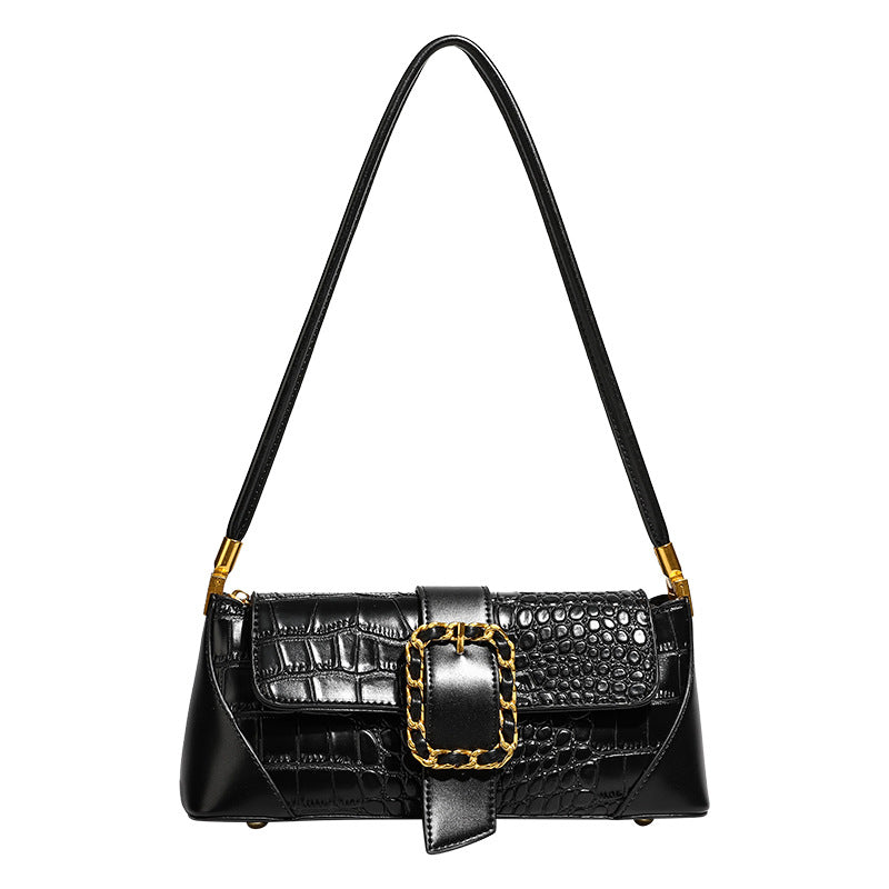 Damen Umhängetasche mit eleganten Kroko-Details und modischem Kettenakzent Nord Taschen