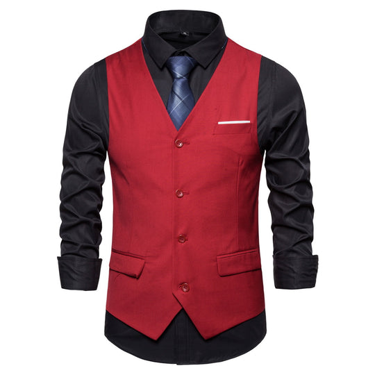 Herren Anzugweste in tailliertem Slim-Fit mit V‑Ausschnitt und Pattentaschen Nord Taschen