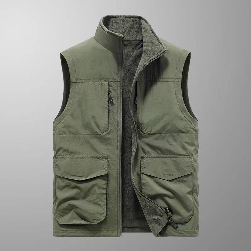 Herren robuste Canvas-Utility-Weste mit multifunktionalen Außentaschen und hohem Stehkragen Nord Taschen