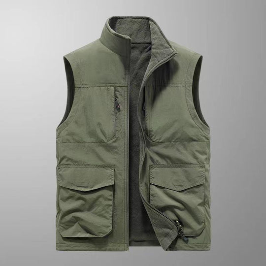 Herren robuste Canvas-Utility-Weste mit multifunktionalen Außentaschen und hohem Stehkragen Nord Taschen