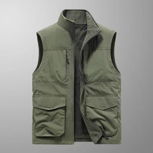 Herren robuste Canvas-Utility-Weste mit multifunktionalen Außentaschen und hohem Stehkragen Nord Taschen