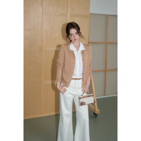 Damen Feiner Knopfcardigan aus Kaschmir-Mix mit schmaler Silhouette Nord Taschen