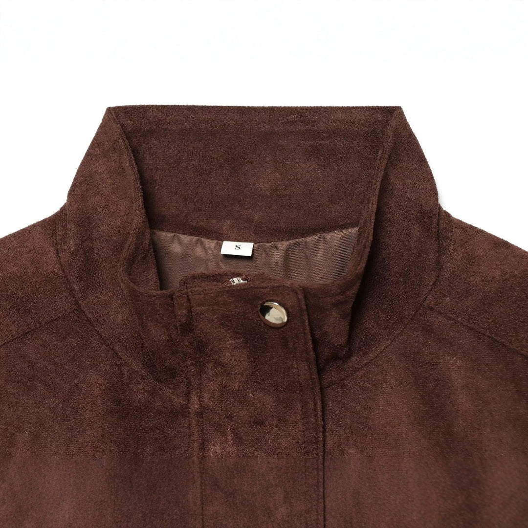 Damen Kurzer Wildlederoptik-Blouson mit Tunnelzugtaillierung Nord Taschen