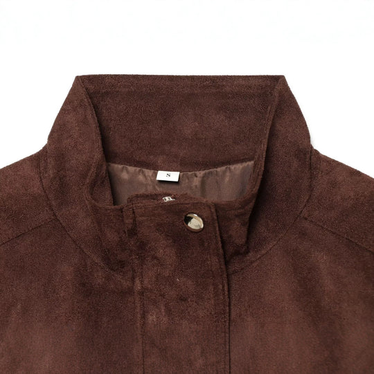 Damen Kurzer Wildlederoptik-Blouson mit Tunnelzugtaillierung Nord Taschen
