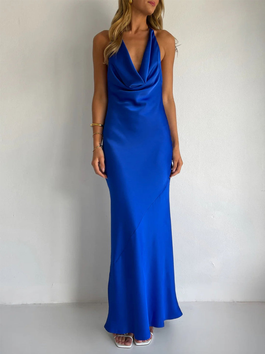 Damen Maxi-Kleid mit schulterfreiem Schnitt und elegantem Drapierungsdesign Nord Taschen