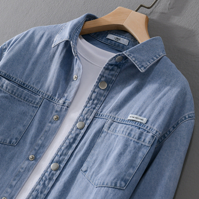 Herren Jeans-Worker-Overshirt im Hemdjacken-Stil mit Brusttaschen Nord Taschen