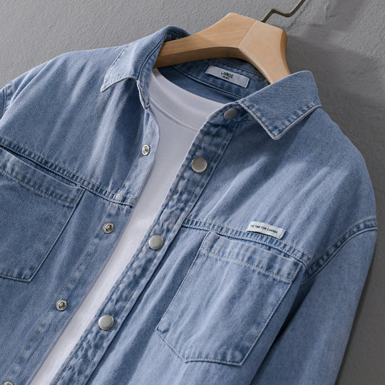 Herren Jeans-Worker-Overshirt im Hemdjacken-Stil mit Brusttaschen Nord Taschen