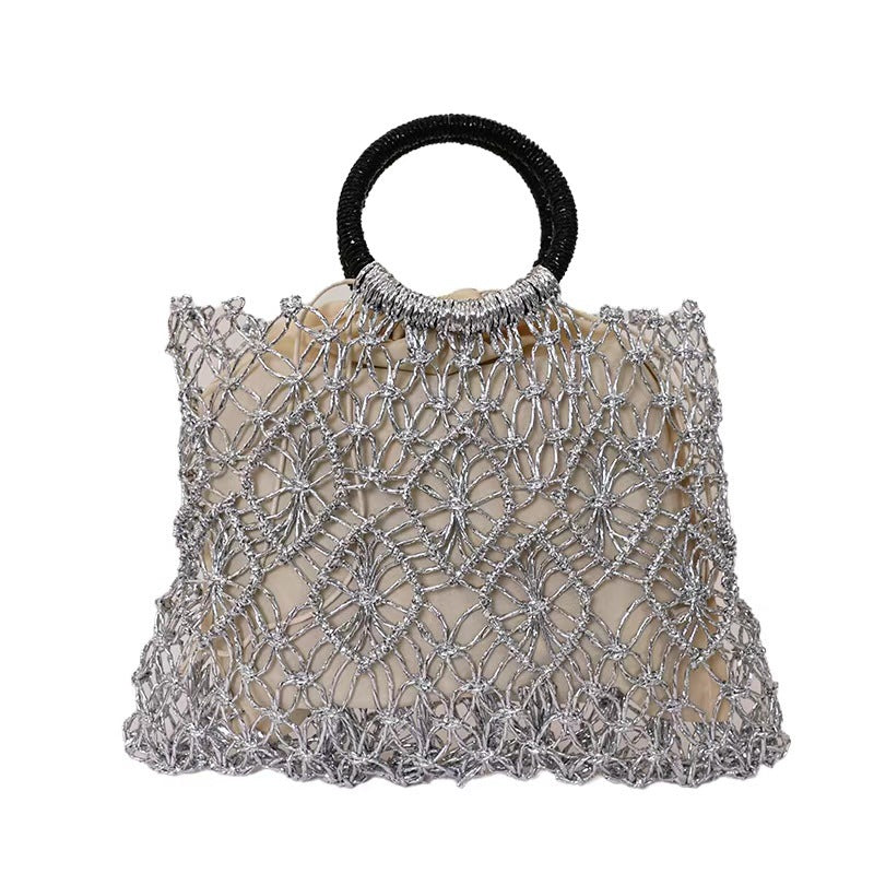 Damen gehäkelte Designer-Handtasche mit einzigartigem Ringhenkel Nord Taschen