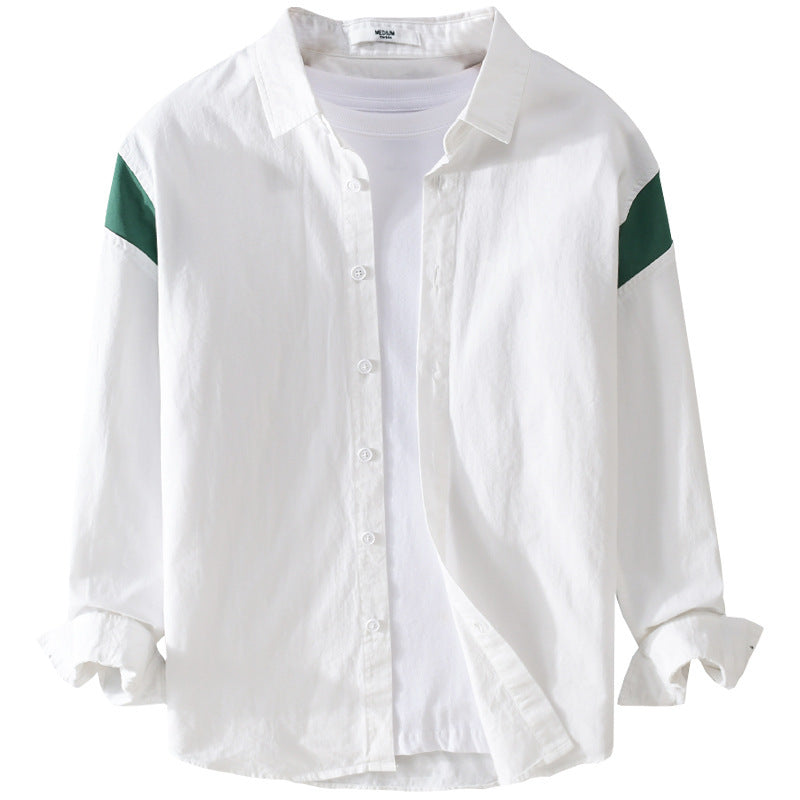 Herren Leichtes Baumwoll-Layering-Hemd mit Kontrastschulterpaneel und innenliegendem T-Shirt Nord Taschen